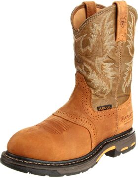 Ariat Men's Workhog Pull-on H2O Composite Toe Work Boot, Aged Bark/Army Green, 7 M US
