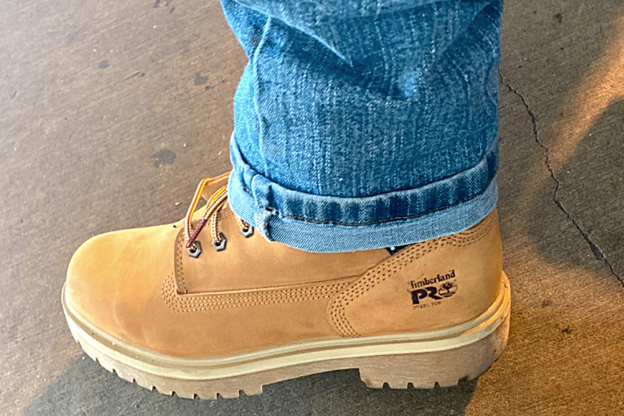 Me Wearing Timberland PRO Men's Direct Attach Steel Toe Waterproof Insulated Work Boot